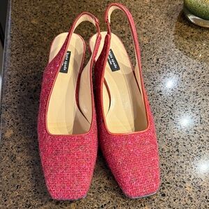 NWOB Kate Spade New York red tweed slingback heels